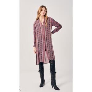 Rapsodia Gunjeet Violet midi tunic dress with a bohemian pattern 44 L